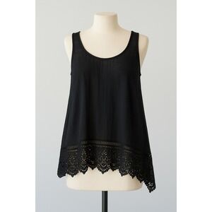 Mur Mur Womens Top Size‎ M Black Crochet Lace Hem Boho Goth Fairy Grunge Coastal